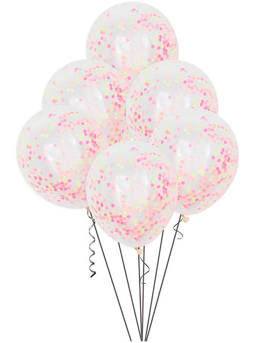 6 ballons en latex avec confettis