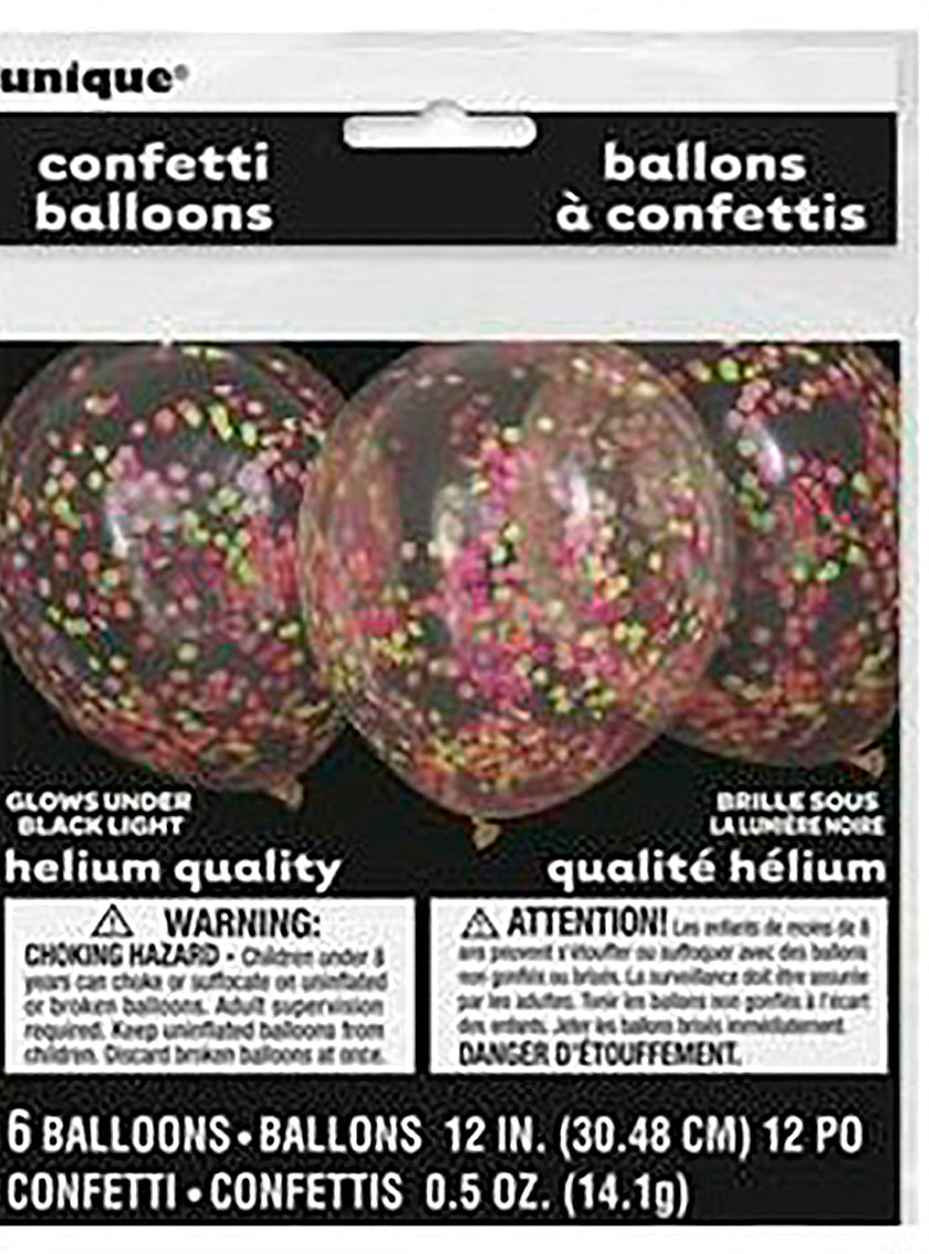 6 ballons en latex avec confettis