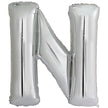 Ballon lettre N argenté (86 cm)
