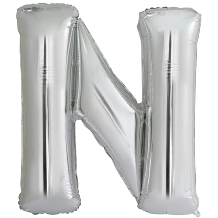 Ballon lettre N argenté (86 cm)