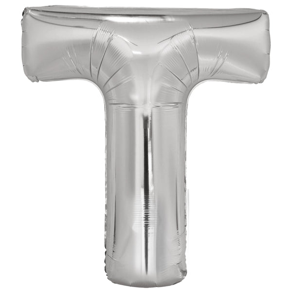 Ballon lettre T argenté (86 cm)
