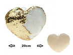 coeur avec sequins sirène or/blanc creme 20cm