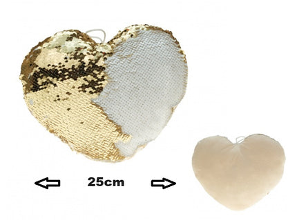 coeur avec sequins sirène or/blanc creme 25cm