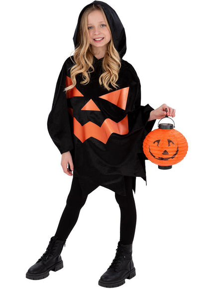 Poncho citrouille enfant