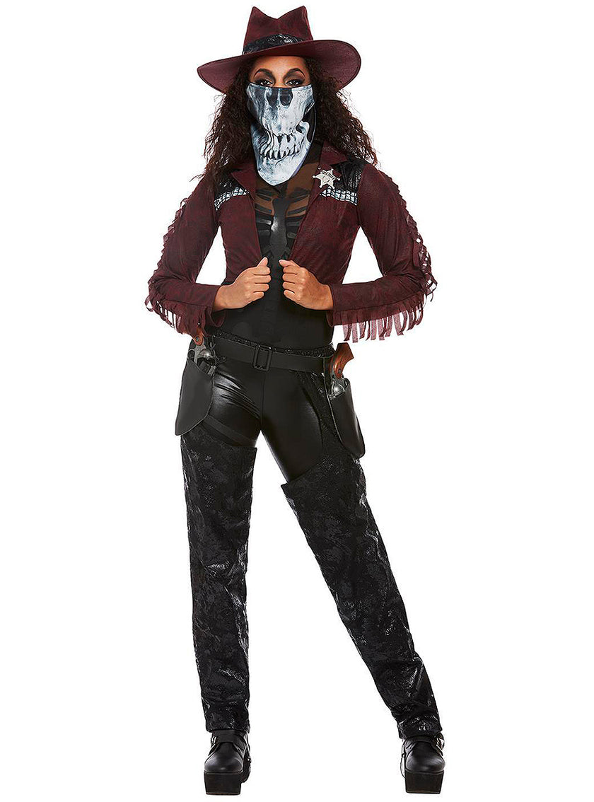 Déguisement cowboy squelette Deluxe femme