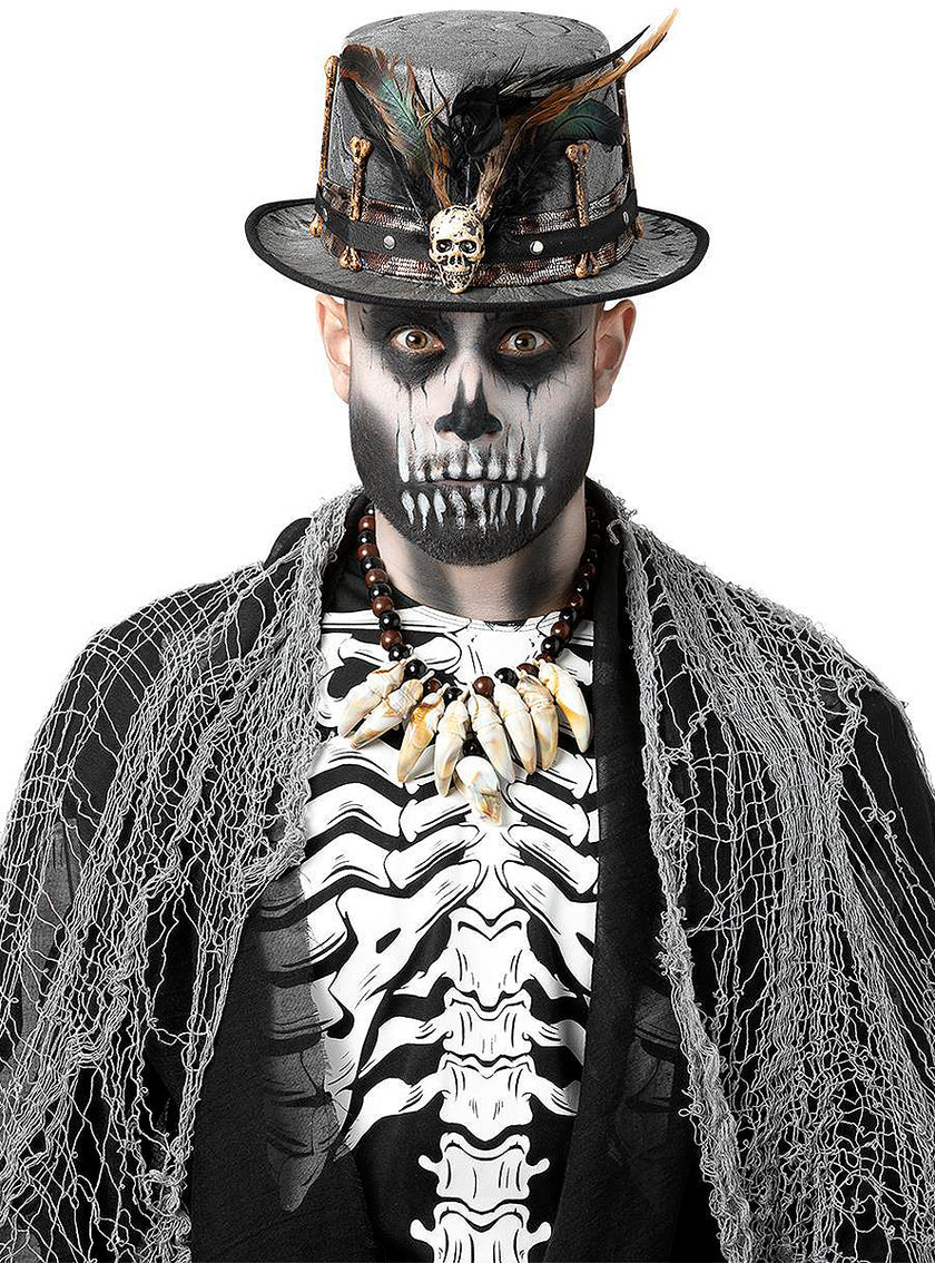 Chapeau haut de forme squelette vaudou homme