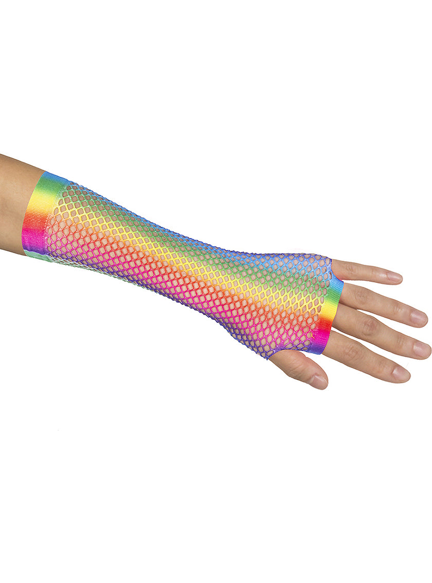 Gants résille arc-en-ciel