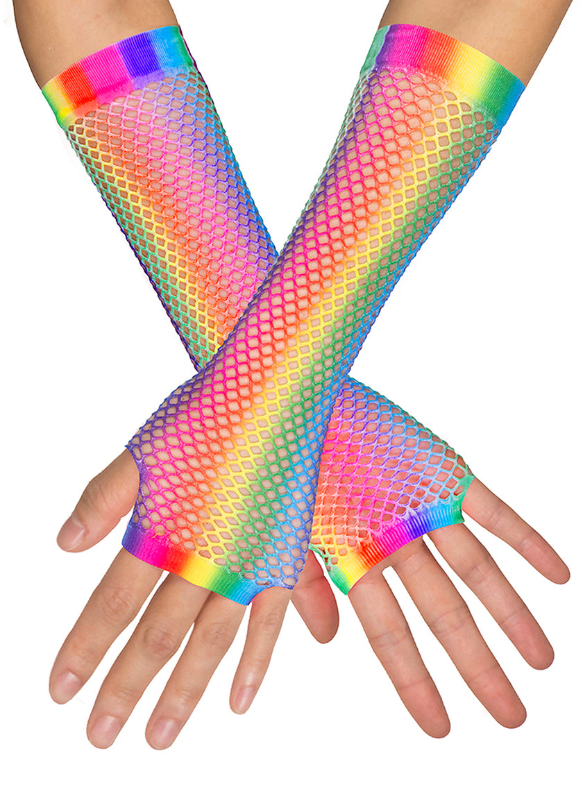 Gants résille arc-en-ciel