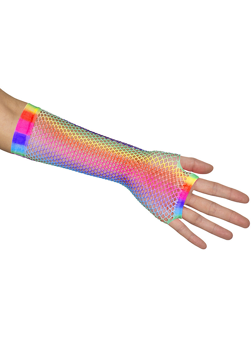 Gants résille arc-en-ciel
