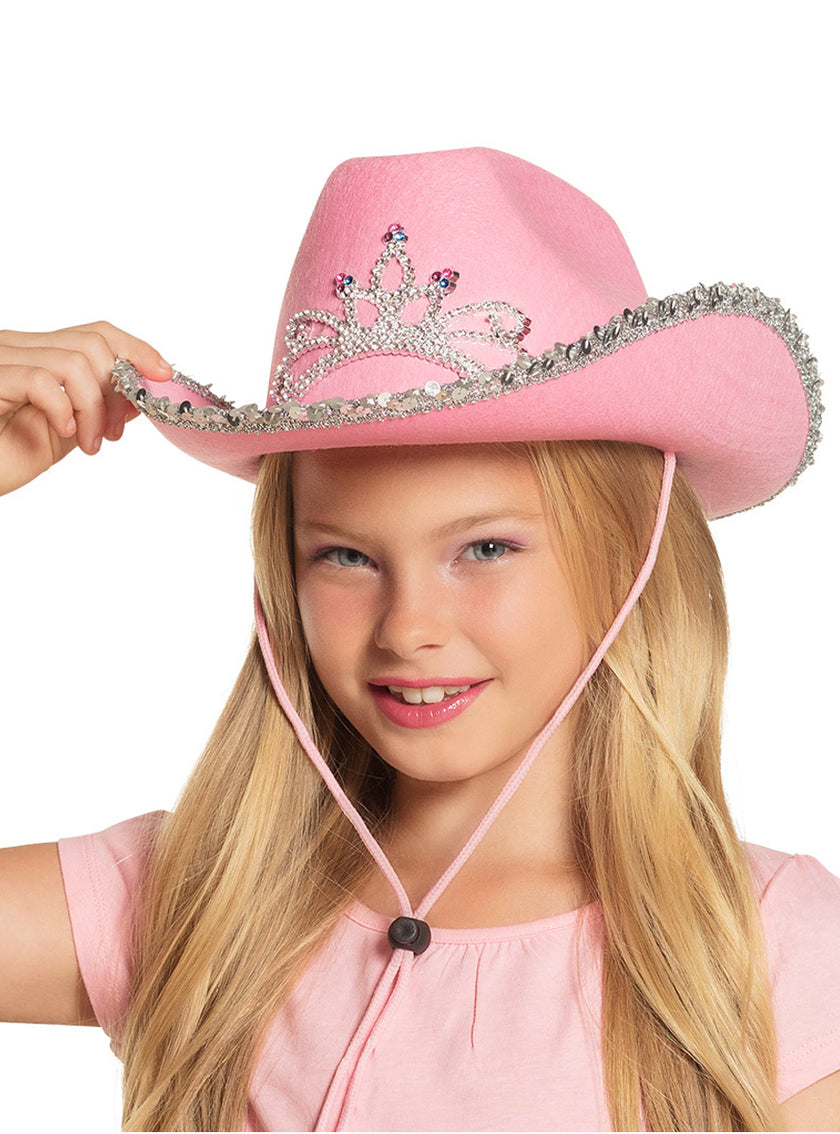 Chapeau cow-girl rose fille