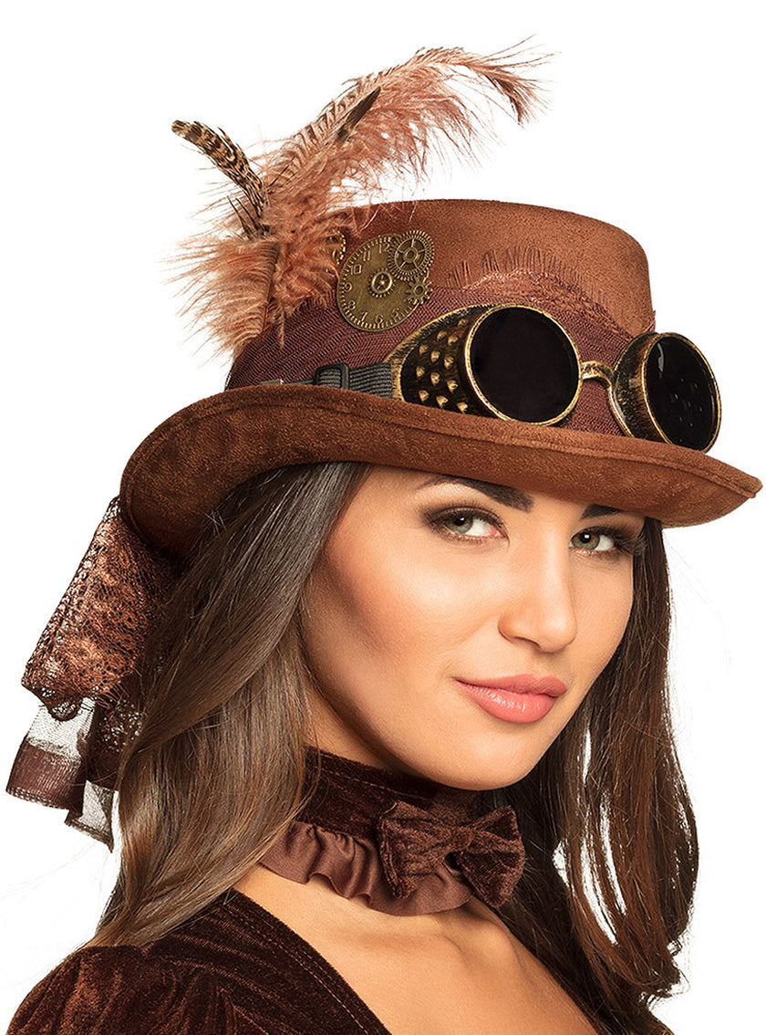 Chapeau Steampunk avec voile femme