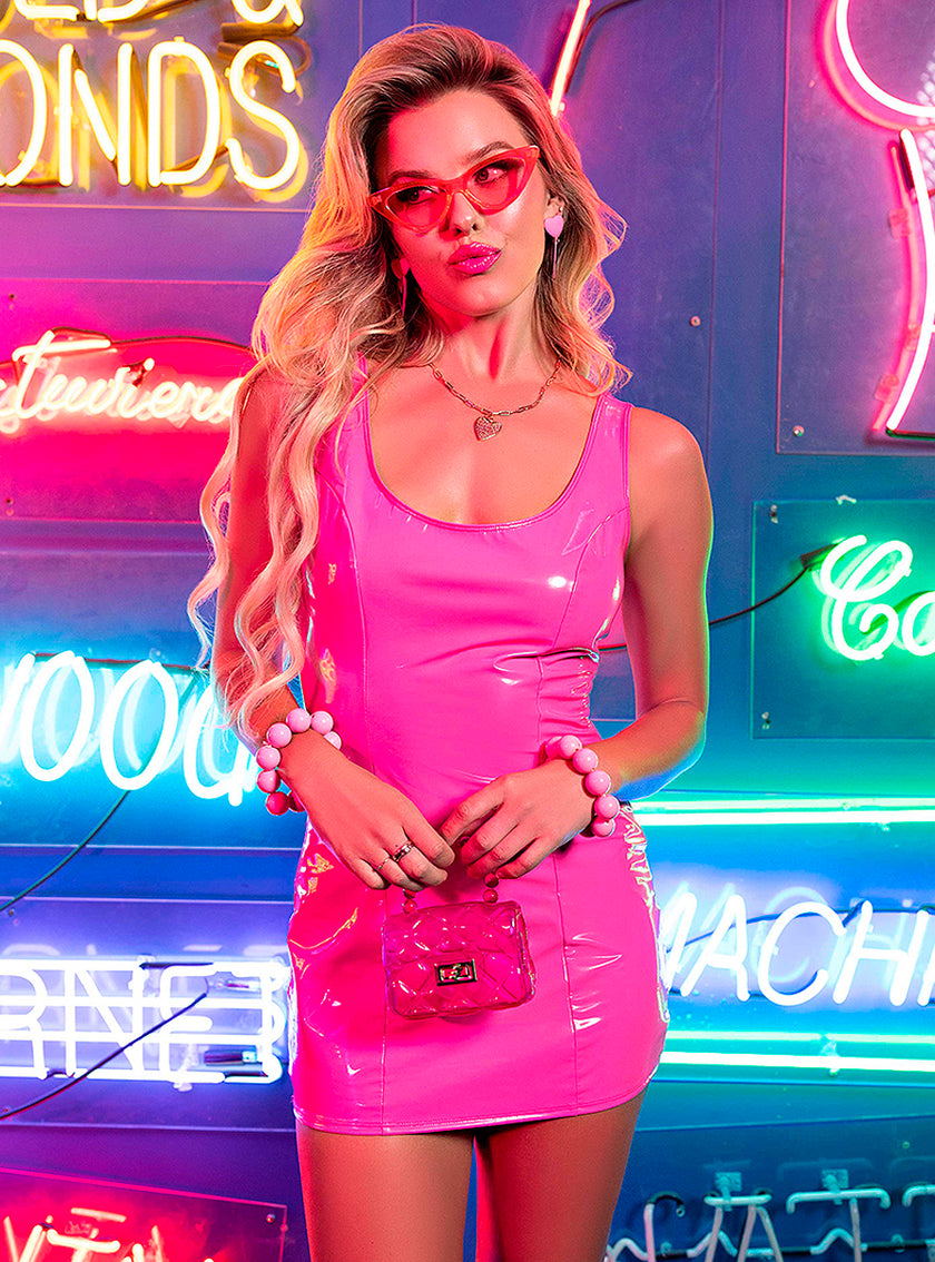 Robe en vinyle rose femme