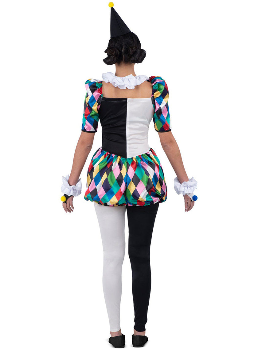 Déguisement arlequin coloré femme