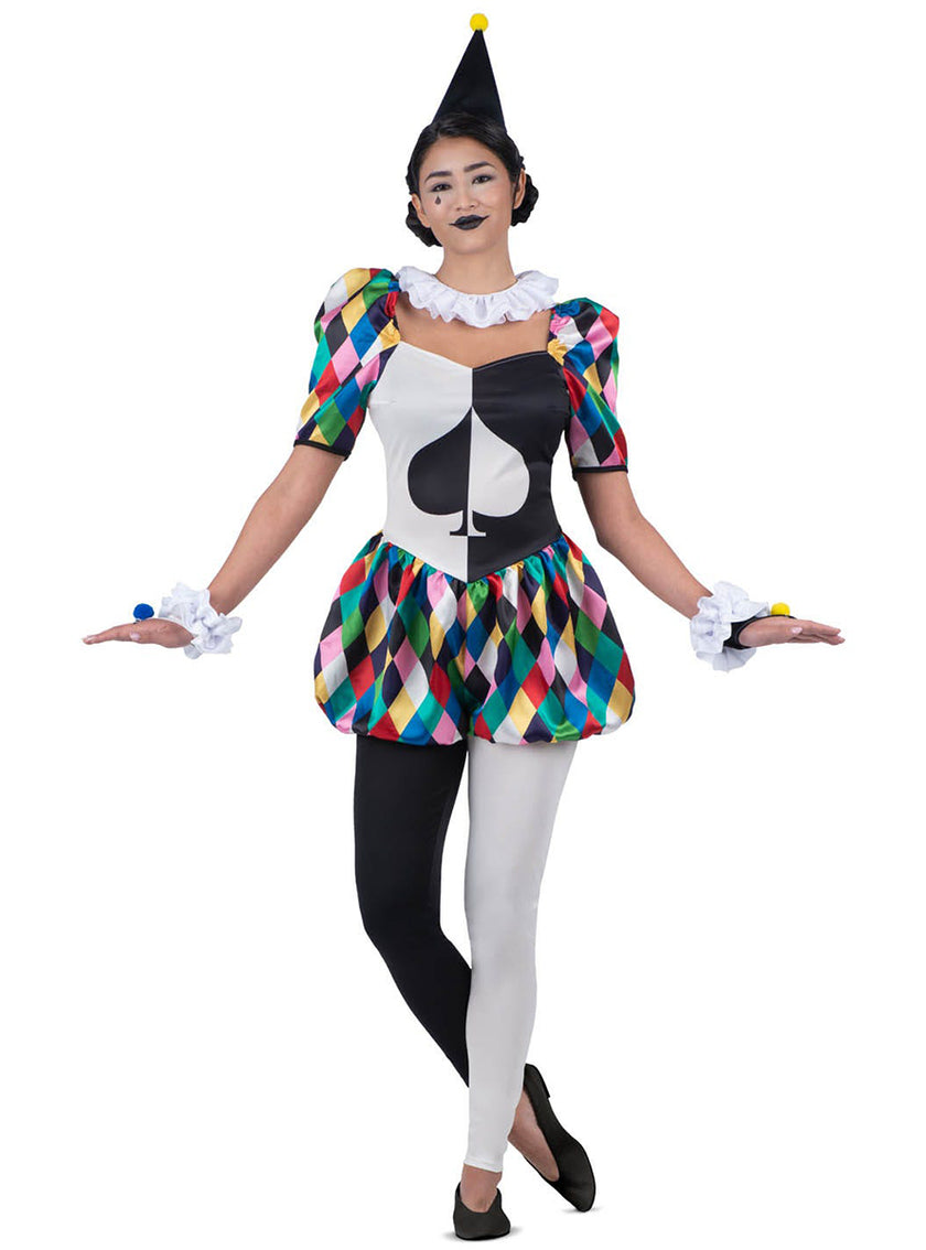 Déguisement arlequin coloré femme