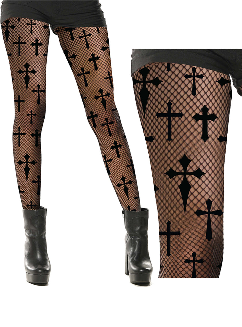 Collants croix en résille  femme