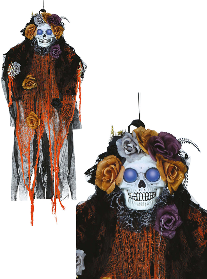 Figurine suspendue Catrina avec son et lumière