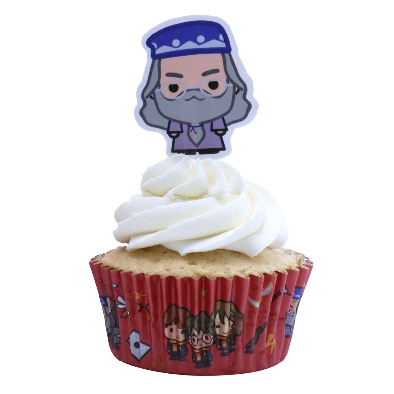 12 capsules à cupcake et 12 toppers des personnages Harry Potter