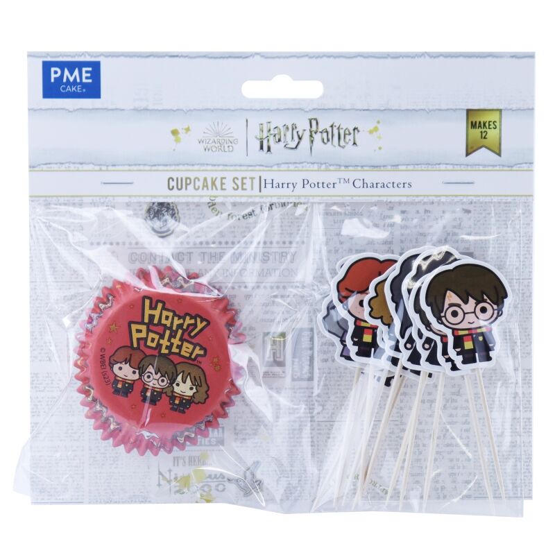 12 capsules à cupcake et 12 toppers des personnages Harry Potter