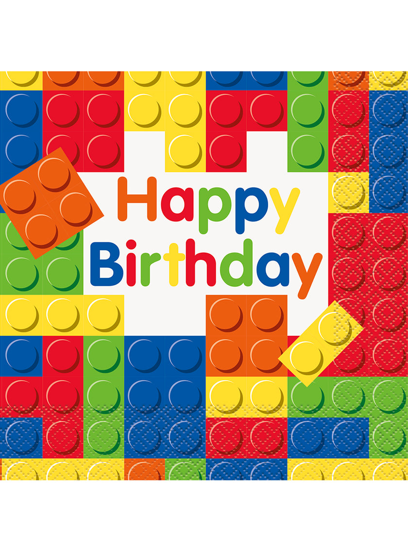 16 serviettes blocs construction (33x33cm) -Building Blocks party