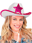 Chapeau de cowboy blanc avec étoile rose