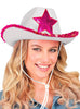 Chapeau de cowboy blanc avec étoile rose
