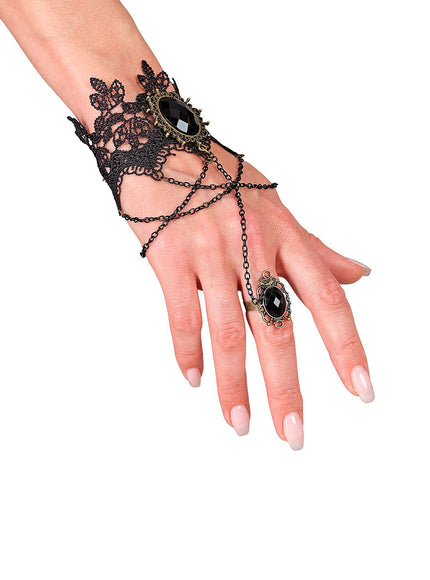 Bracelet en dentelle avec bague pour femme