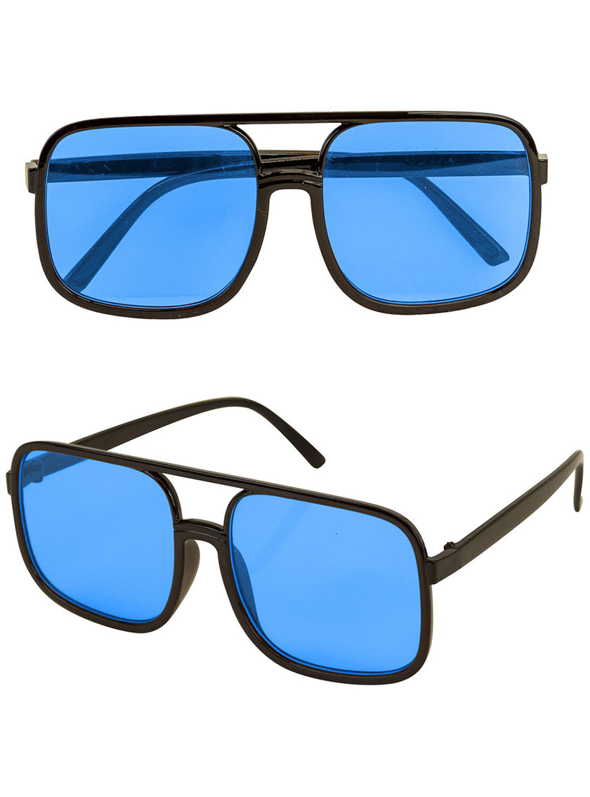 Lunettes des années 80 bleues