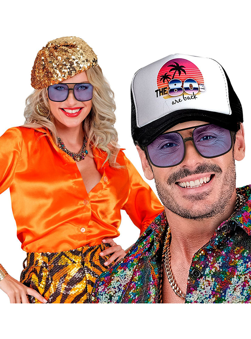 Lunettes des années 80 bleues