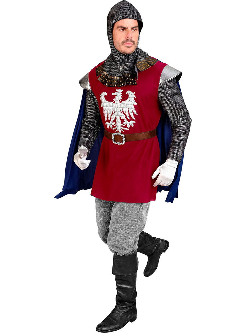Déguisement de chevalier médiéval grenat pour homme