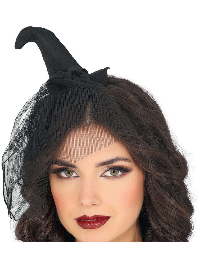 Diademe de sorcière avec voile pour femme