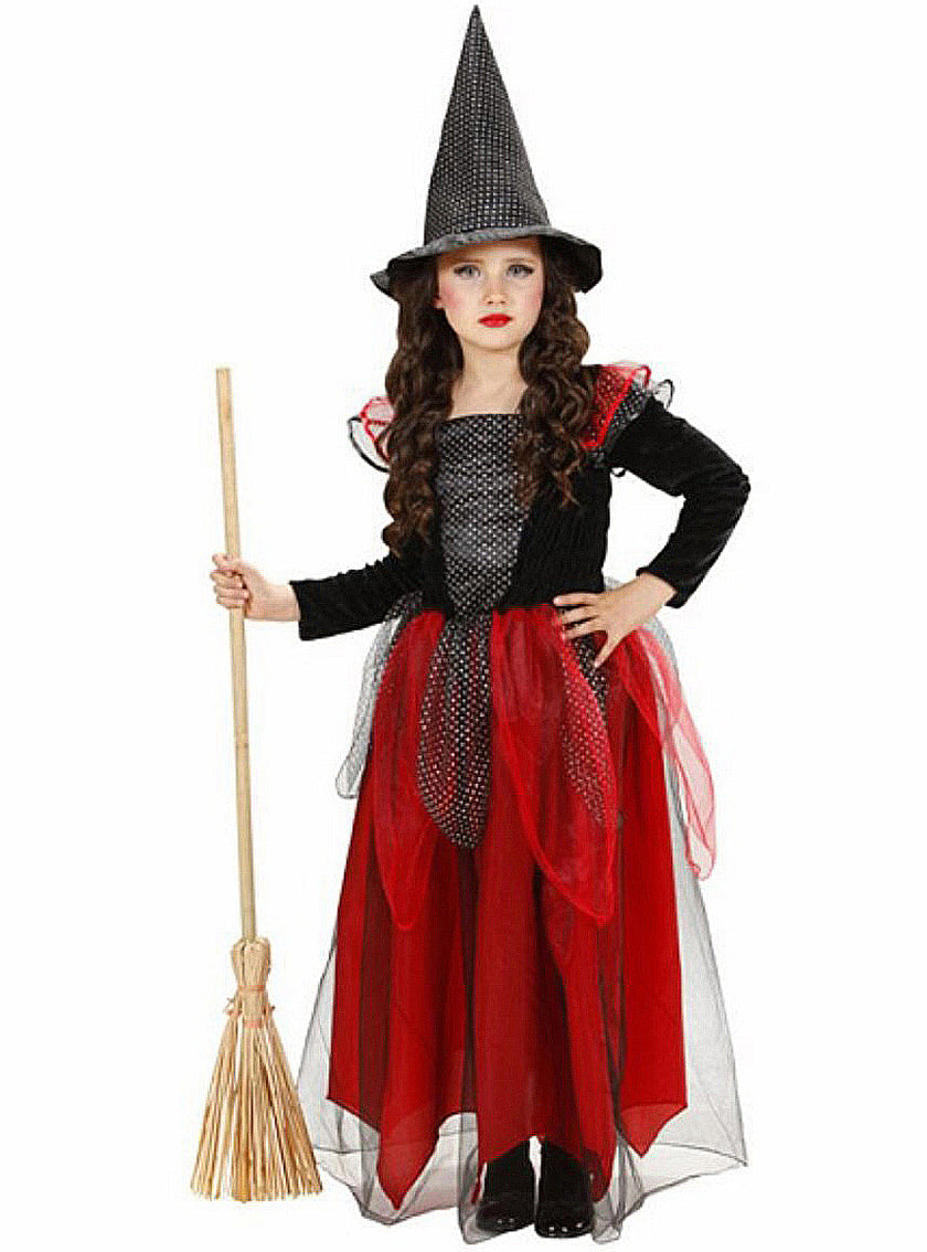 Déguisement sorcière noir et bordeaux fille