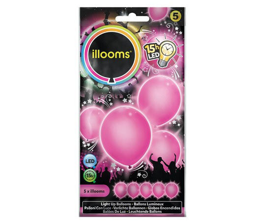 lot de 5 ballons led lumineux rose