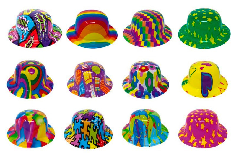 chapeau melon en pvc glossy mix 26x22cm