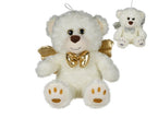 peluche ours assis angelo avec noeud et ailes d'ange mix 20cm