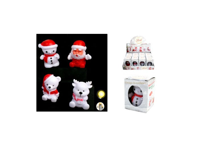 veilleuse figurine de noël lumineuse 8cm mix