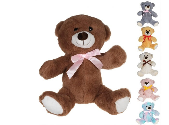 peluche ours assis avec ruban mix 20cm