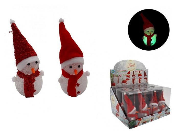 veilleuse bonhomme de neige lumineux led mix 19cm