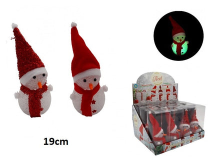 veilleuse bonhomme de neige lumineux led mix 19cm