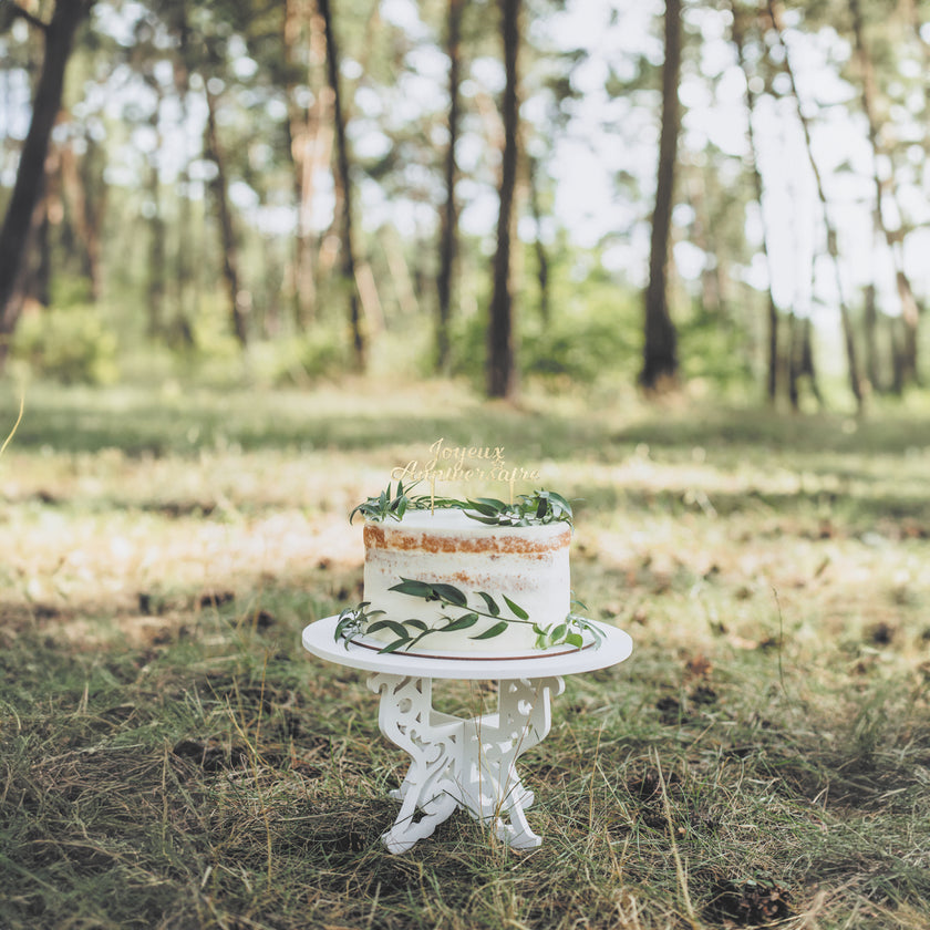 PIC DECO EN BOIS DORE JOYEUX ANNIVERSAIRE