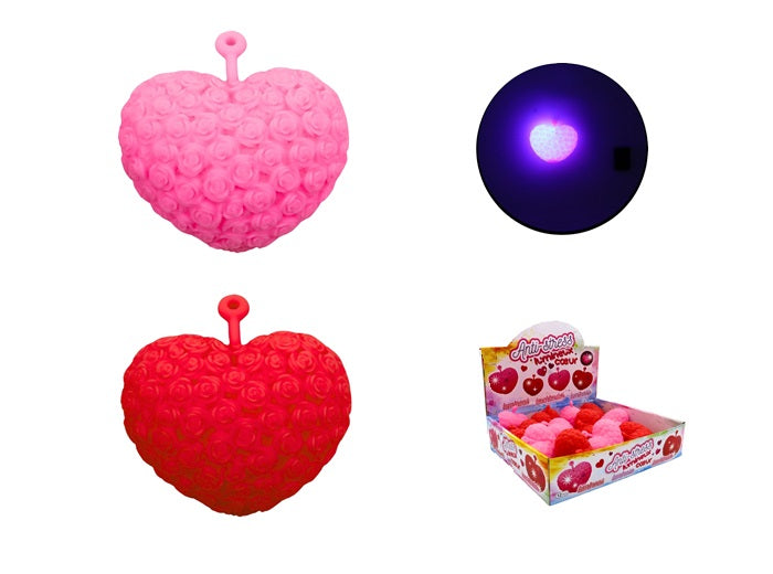coeur yoyo anti stress squishy lumineux led mix 10x8cm