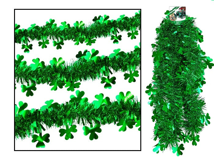 guirlande métallisée motifs saint patrick verte 3m