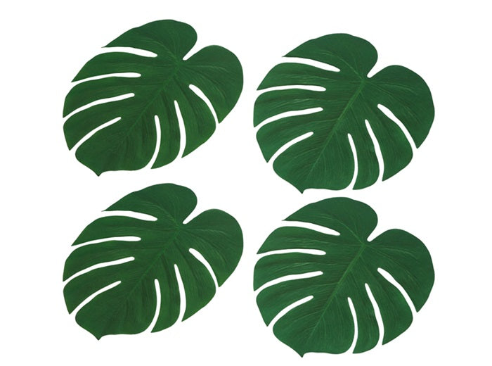 lot de 4 feuilles de palmier vert ignifugées 35x28cm