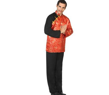 déguisement de chinois rouge & noir taille xl
