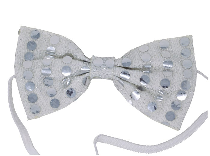 noeud papillon à sequins argent 12x6cm