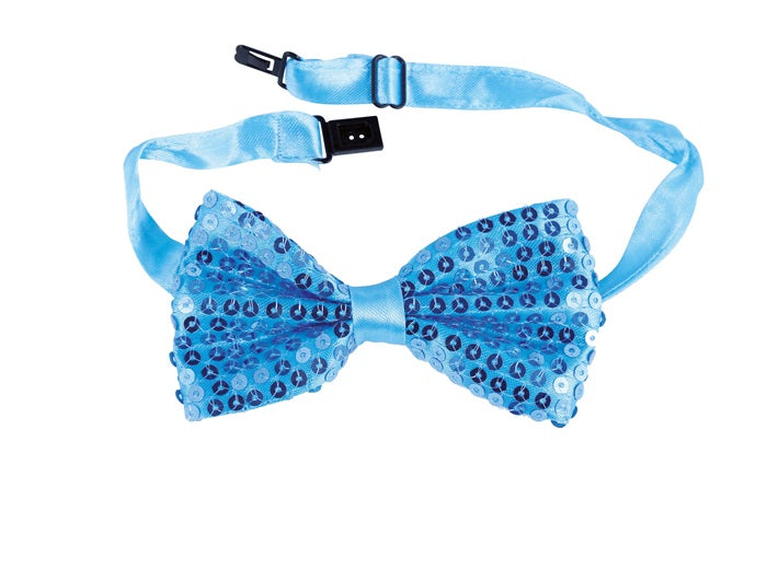 noeud papillon à sequins bleu clair 13x7cm