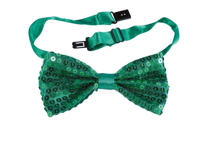 noeud papillon à sequins vert 13x7cm