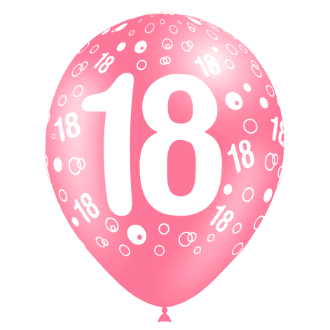 8 ballons HG112 imprimé TAT chiffre 18 assortis