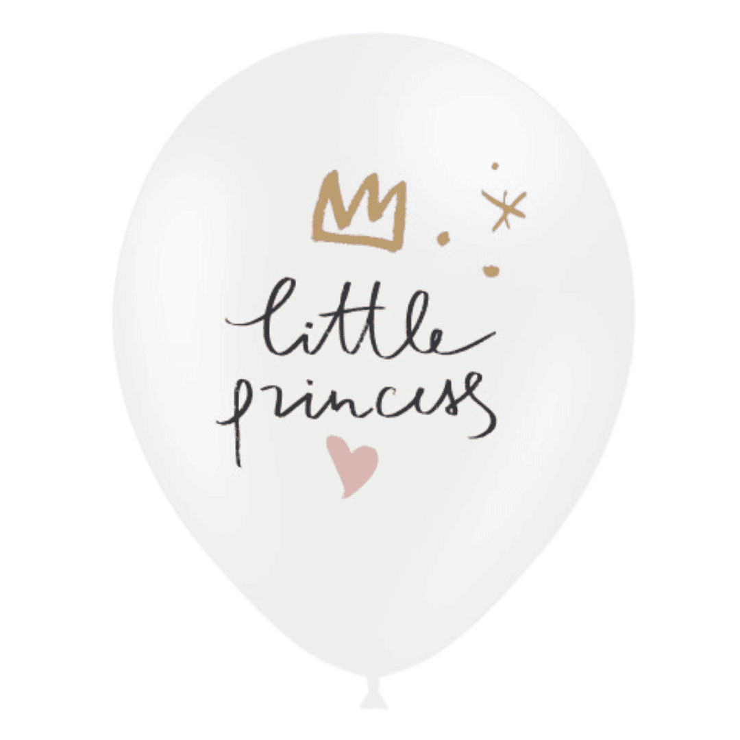 8 ballons HG112 blanc imprimé little princess