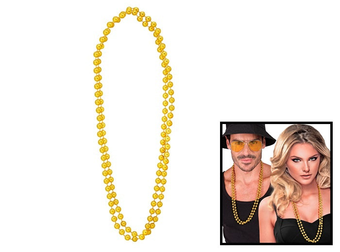 lot de 2 colliers de perles en plastique or 40cm