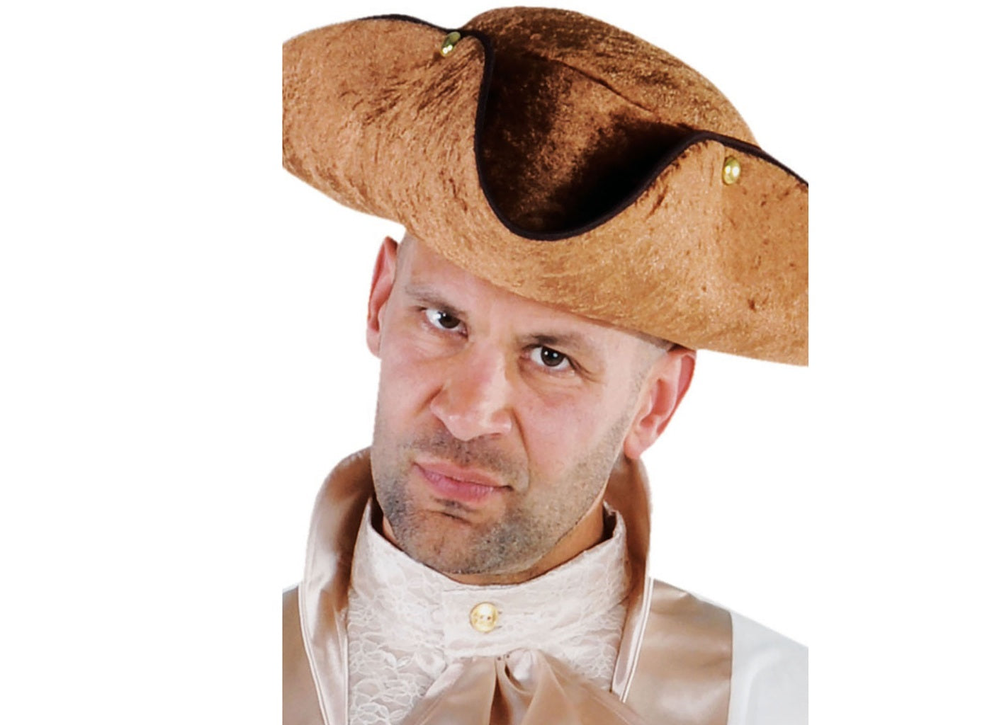 chapeau tricorne simili cuir marron luxe adulte